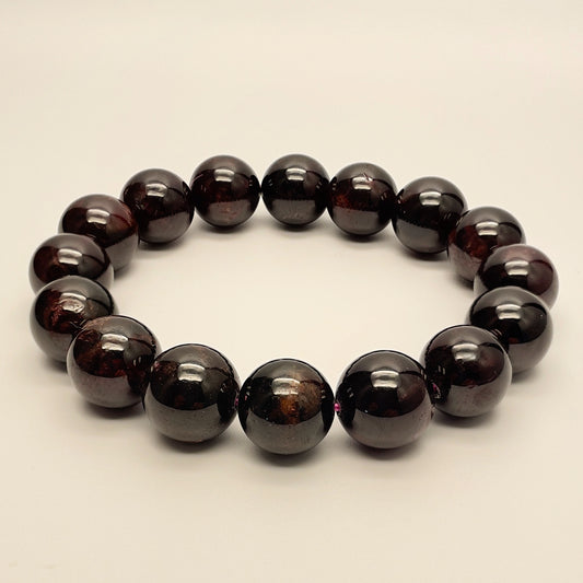 Stonelry Natural Garnet Beaded Bracelet (13+mm)