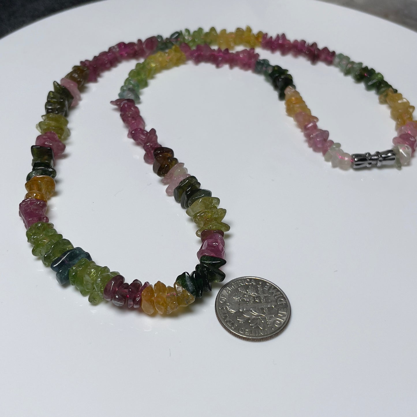 Stonelry Multicolored Tourmaline Chip Bead Necklace - Elegant Natural Gemstone
