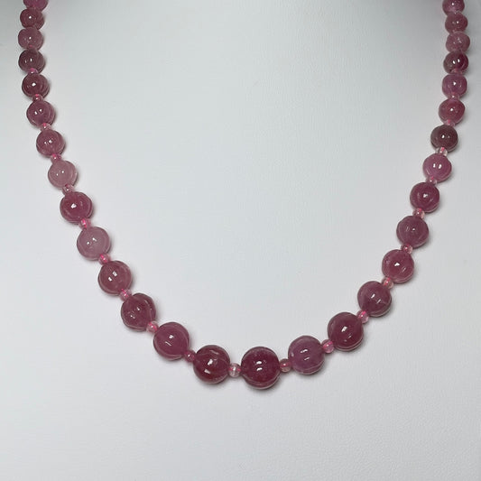 Stonelry Elegant Pink Tourmaline Beaded Necklace - Natural Gemstone Jewelry for Sophisticated Elegance