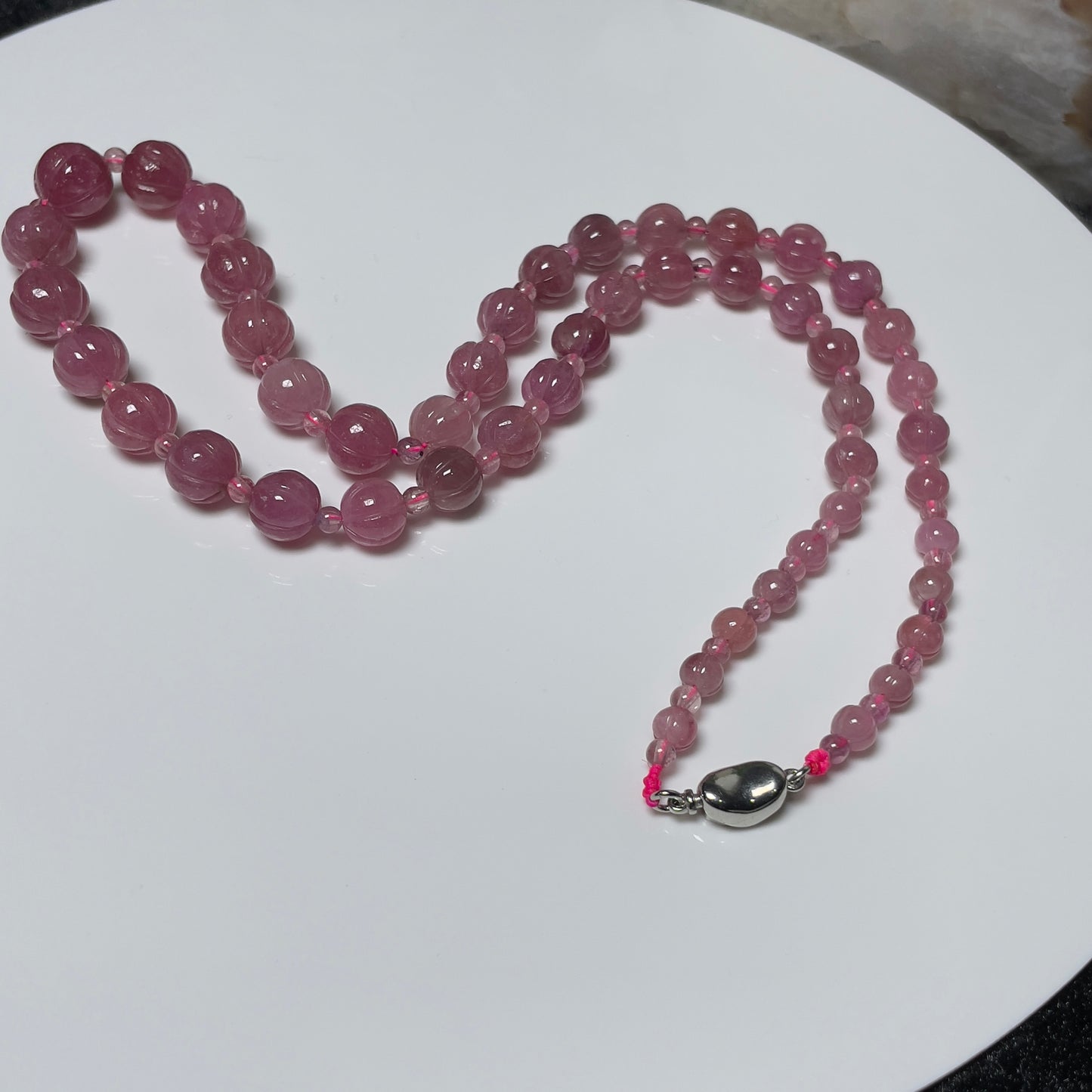 Stonelry Elegant Pink Tourmaline Beaded Necklace - Natural Gemstone Jewelry for Sophisticated Elegance
