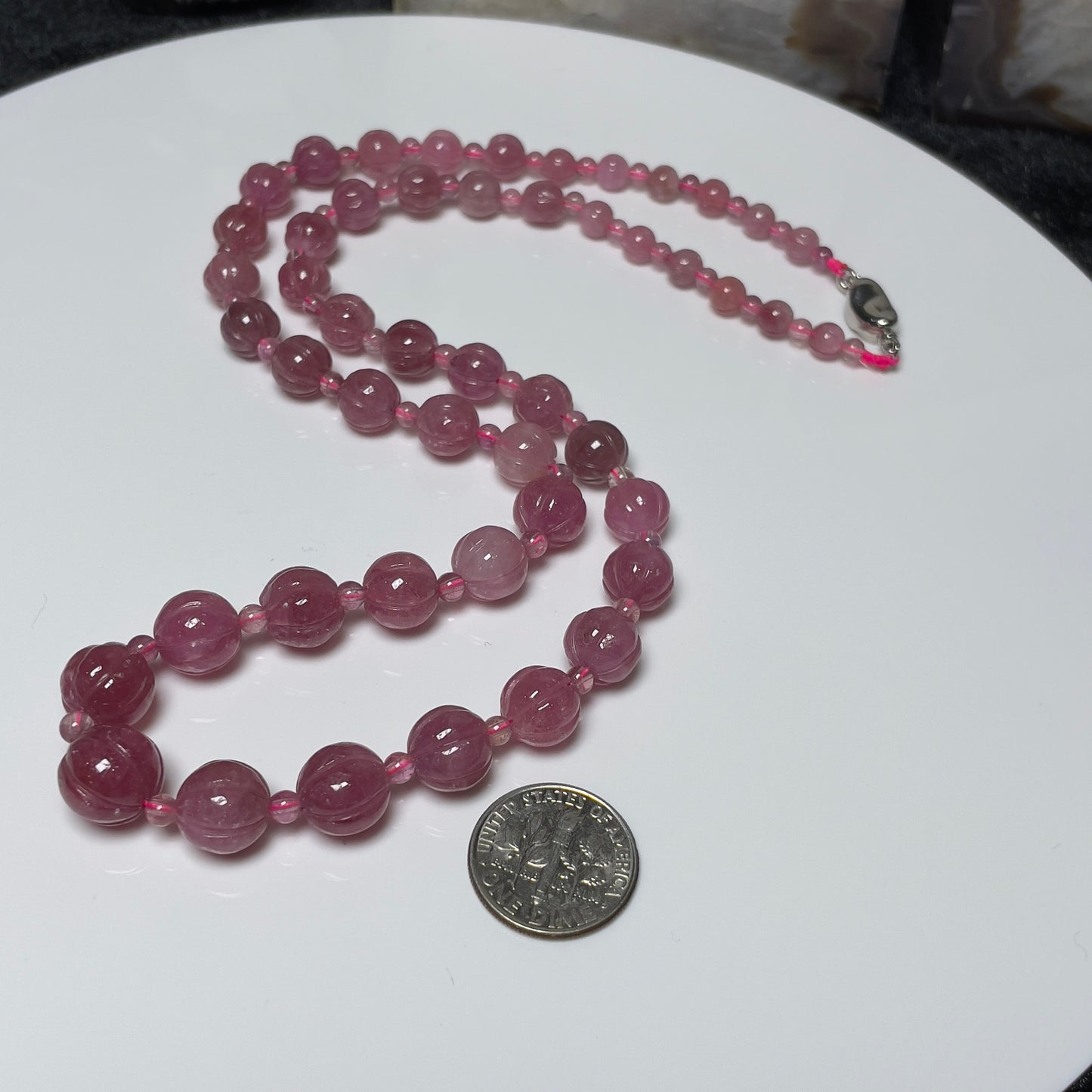 Stonelry Elegant Pink Tourmaline Beaded Necklace - Natural Gemstone Jewelry for Sophisticated Elegance
