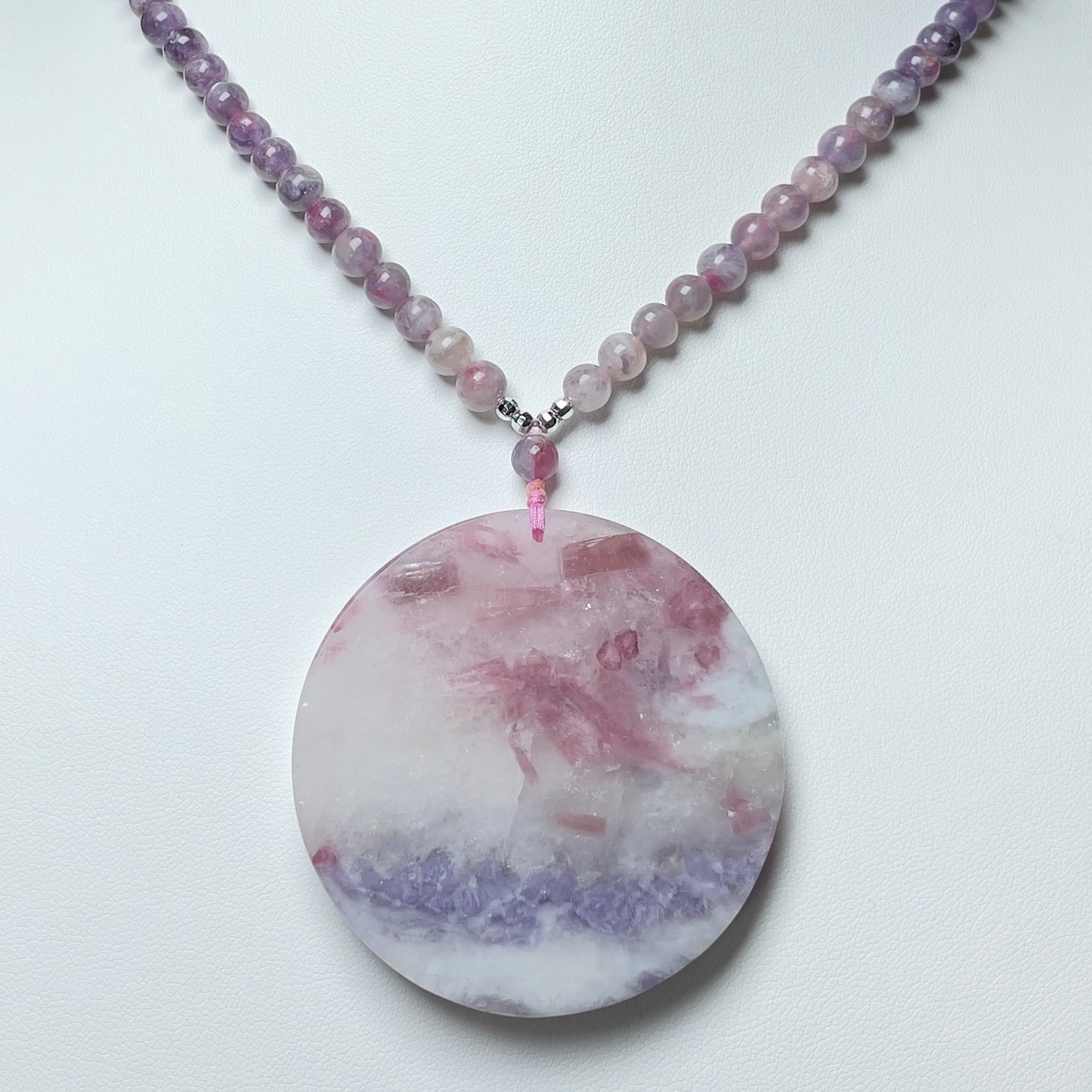 Stonelry Elegant Tourmaline Beaded Necklace with Large Circular Pendant