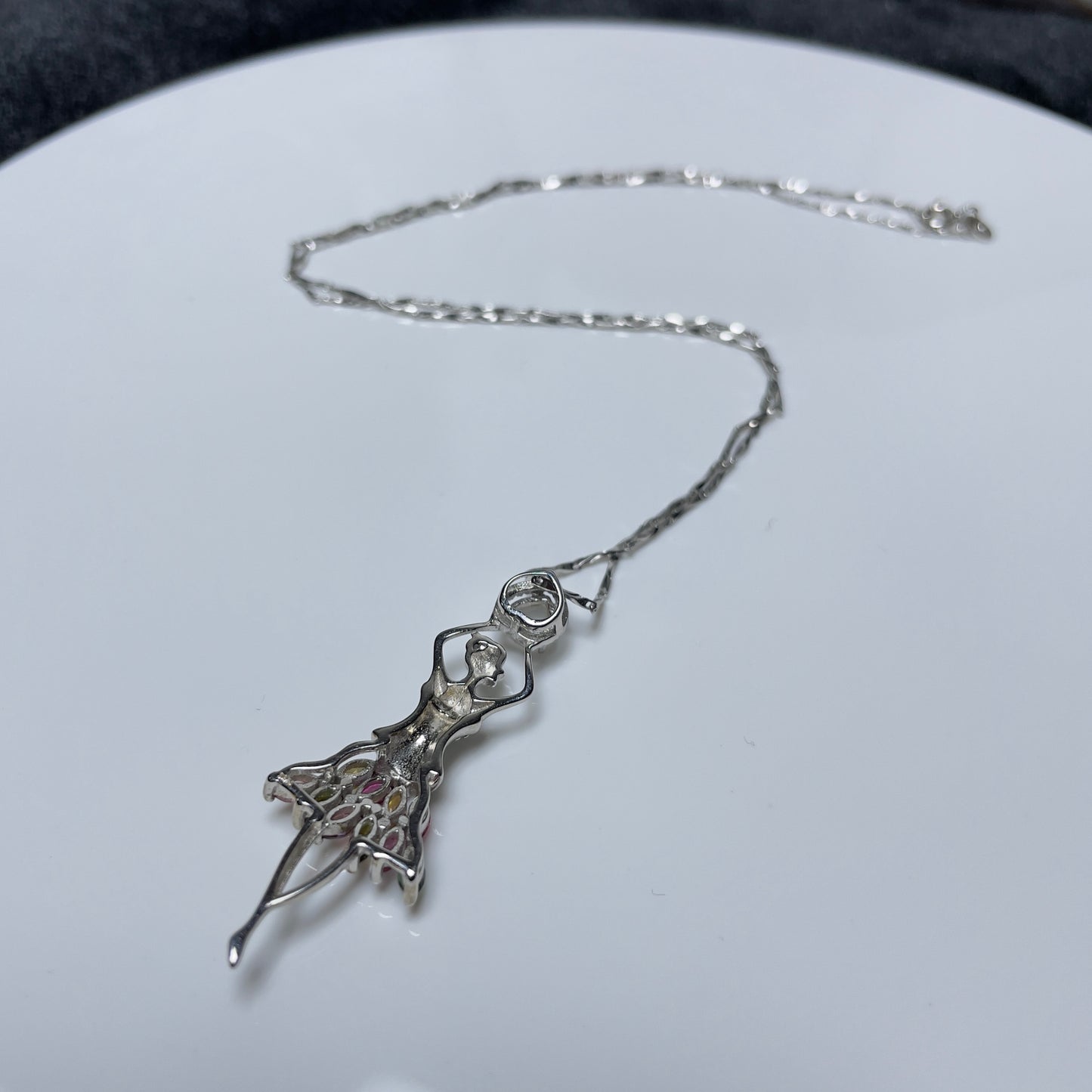Stonelry Elegant S925 Sterling Silver Ballerina Pendant with Natural Tourmaline and Zircon Stones