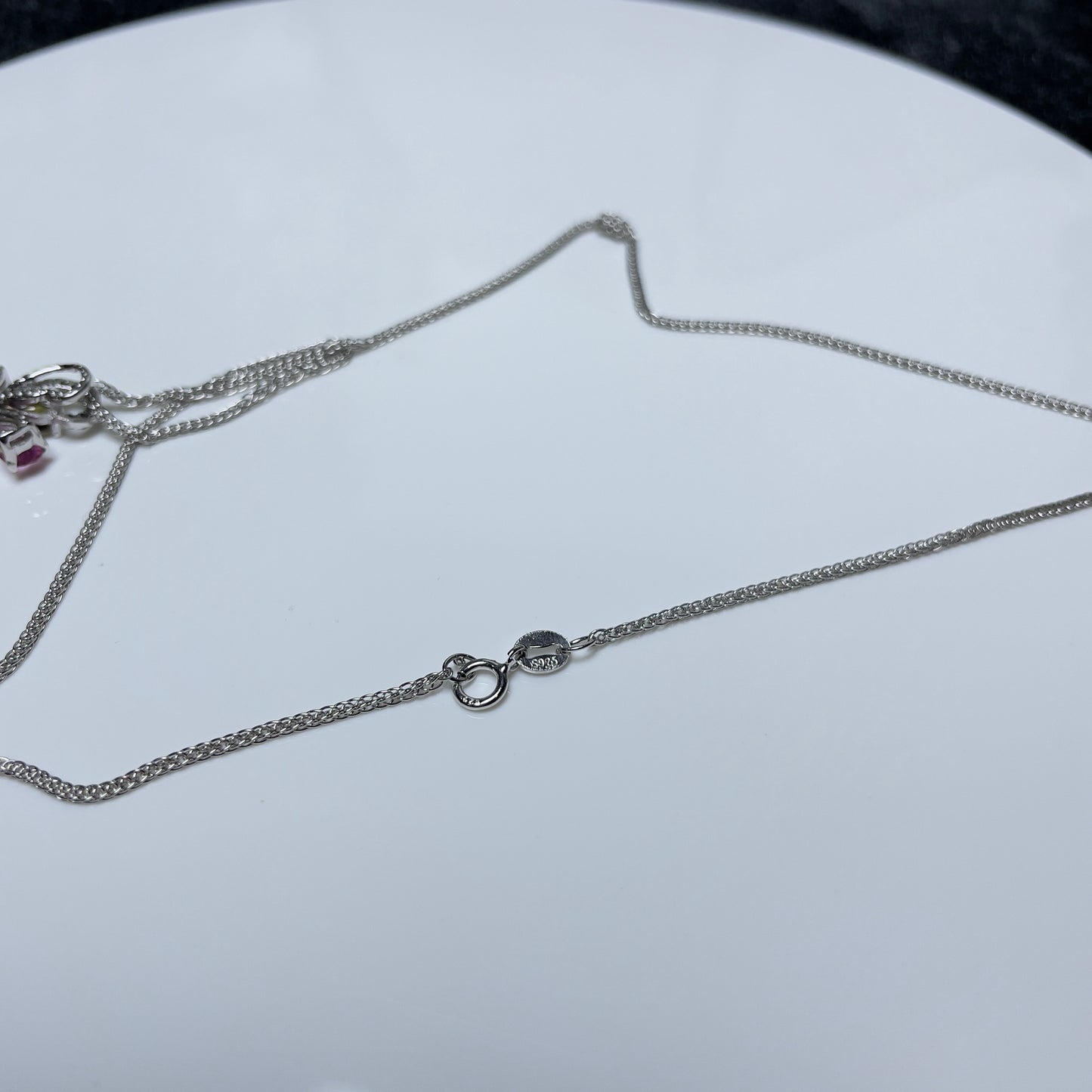 Stonelry Elegant S925 Sterling Silver Chain with Enchanting Tourmaline & Zircon Floral Pendant