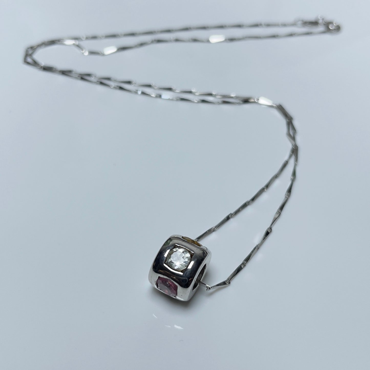 Stonelry Elegant Tourmaline & Zircon Pendant on S925 Sterling Silver Chain Necklace