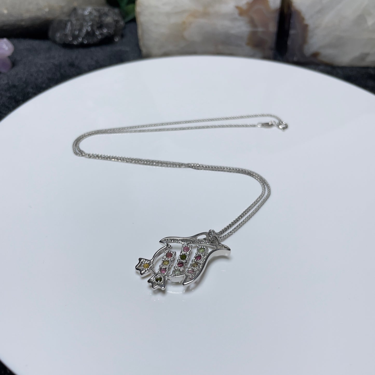 Stonelry Charming Penguin Tourmaline & Zircon Pendant with S925 Sterling Silver Necklace