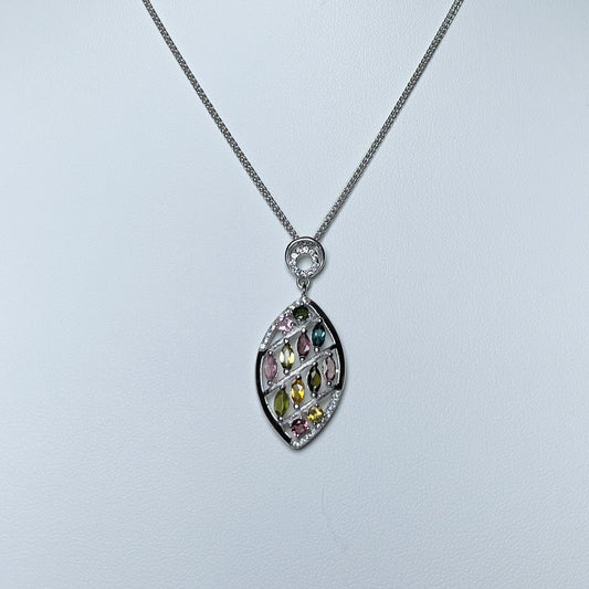 Stonelry Elegant S925 Sterling Silver Necklace with Tourmaline and Zircon Pendant