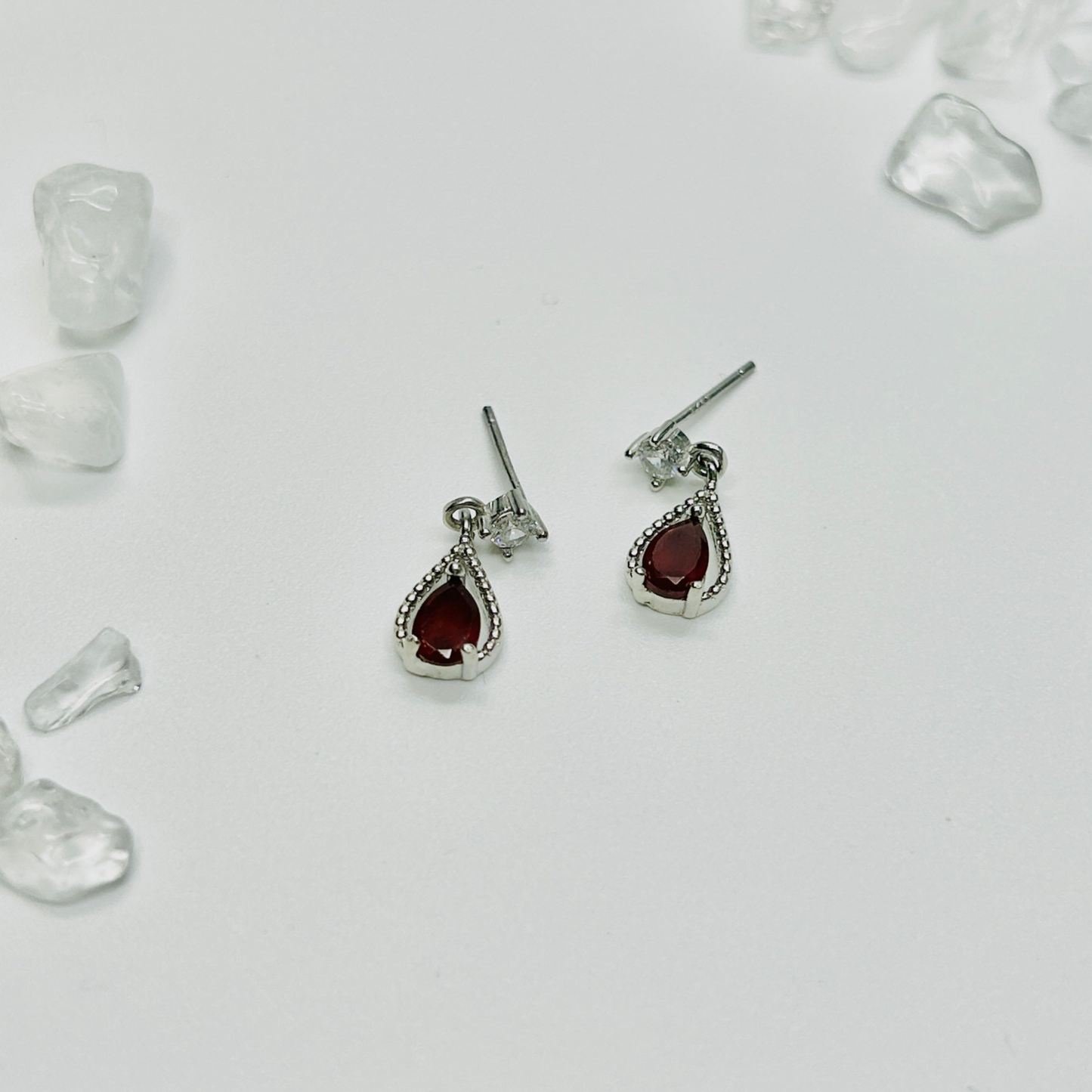 Stonelry Garnet Drop Earrings - Crimson Tears