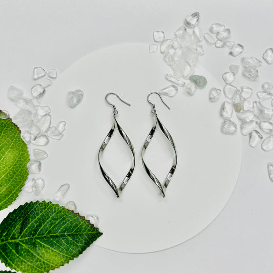 Stonelry Silver Dangle Earrings - Moonlight Swirl