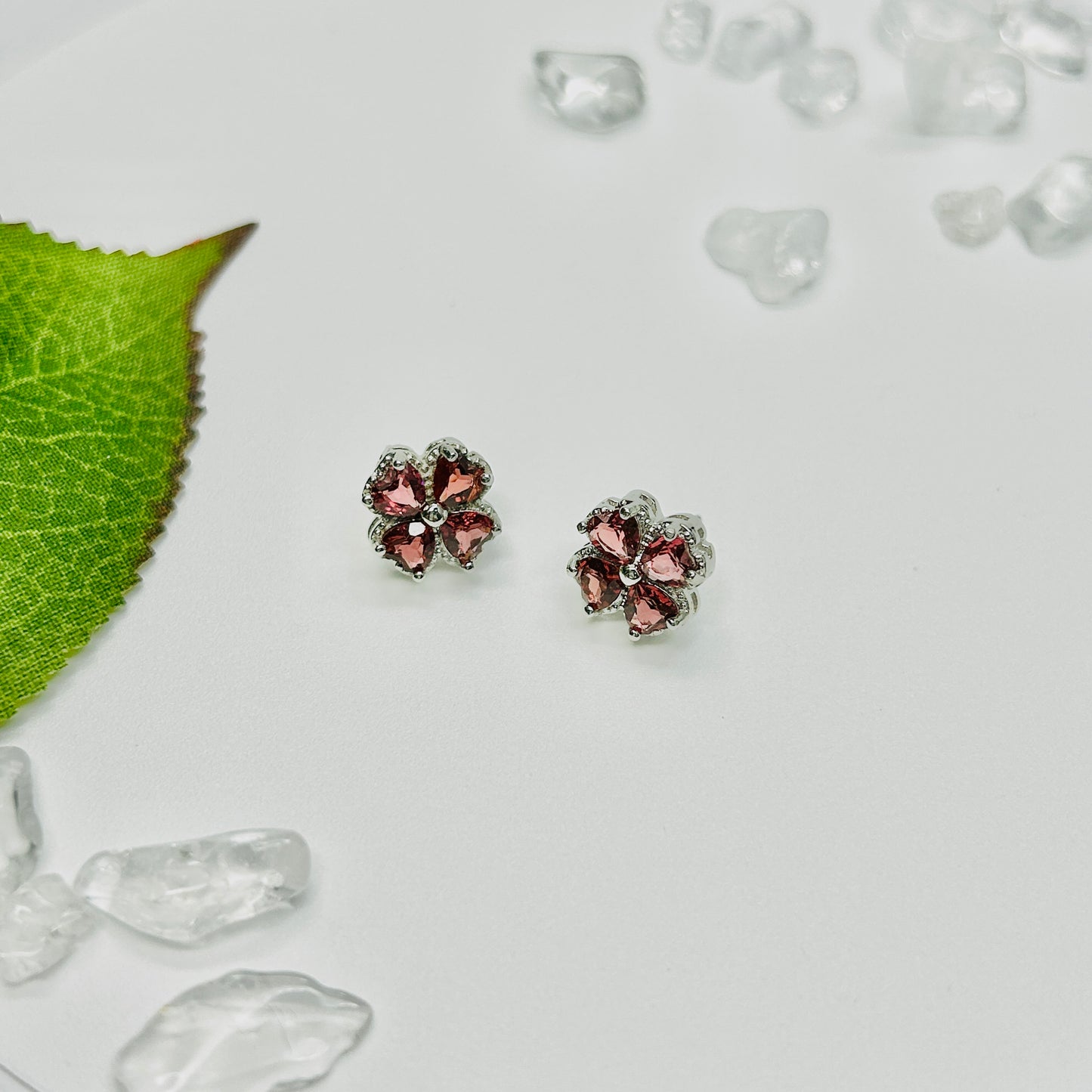 Stonelry Garnet Stud Earrings - Crimson Clover