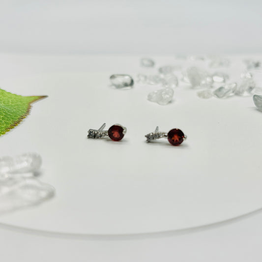Stonelry Garnet Stud Earrings - Crimson Cherry
