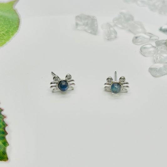 Stonelry Gray Moonstone Stud Earrings - Moonlit Crab