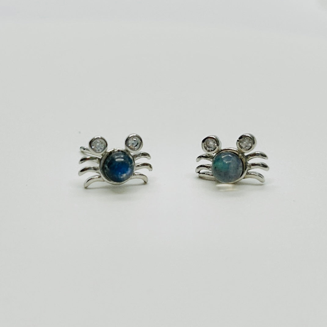 Stonelry Gray Moonstone Stud Earrings - Moonlit Crab
