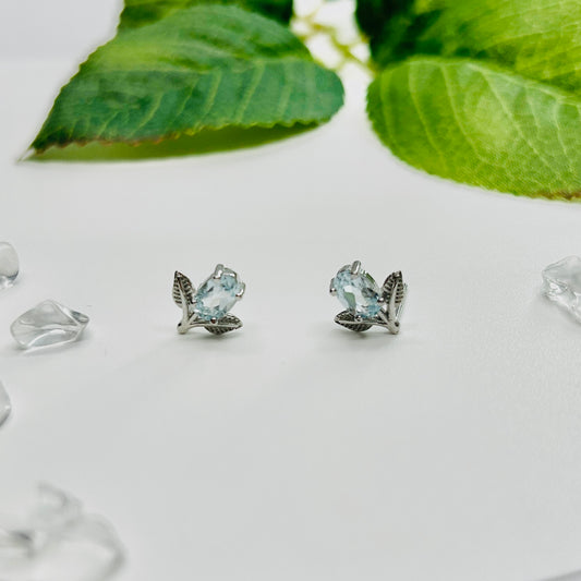 Stonelry Blue Topaz Stud Earrings - Ocean Bloom
