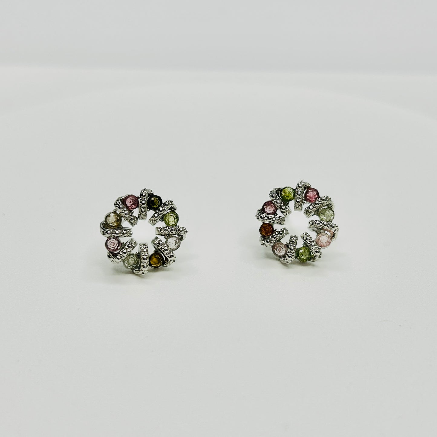Stonelry Tourmaline Stud Earrings - Rainbow Wreath