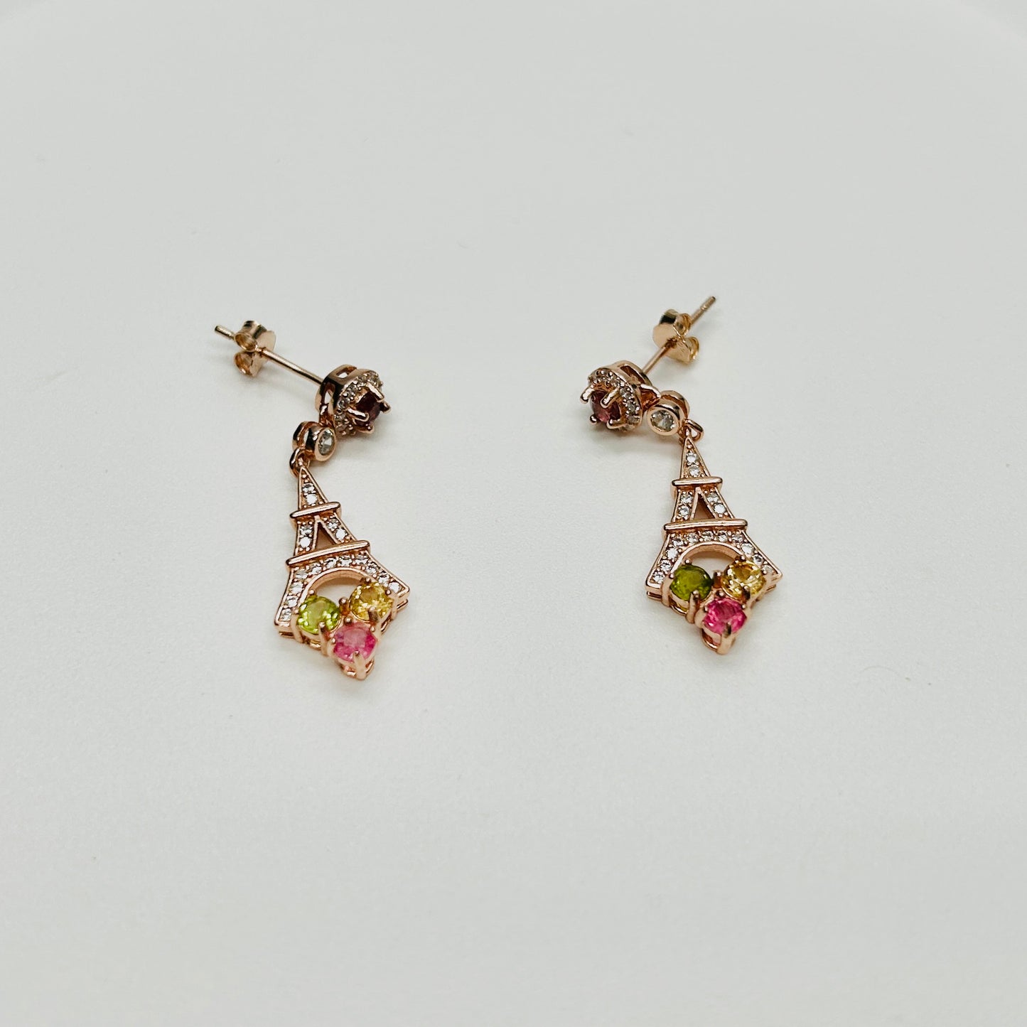 Stonelry Tourmaline Drop Earrings - Eiffel Tower Sunset