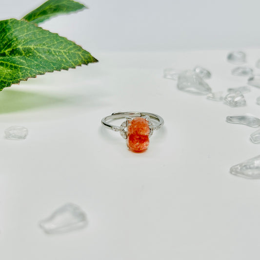 Stonelry Golden Sunstone Ring - Pixiu Solitaire Ring