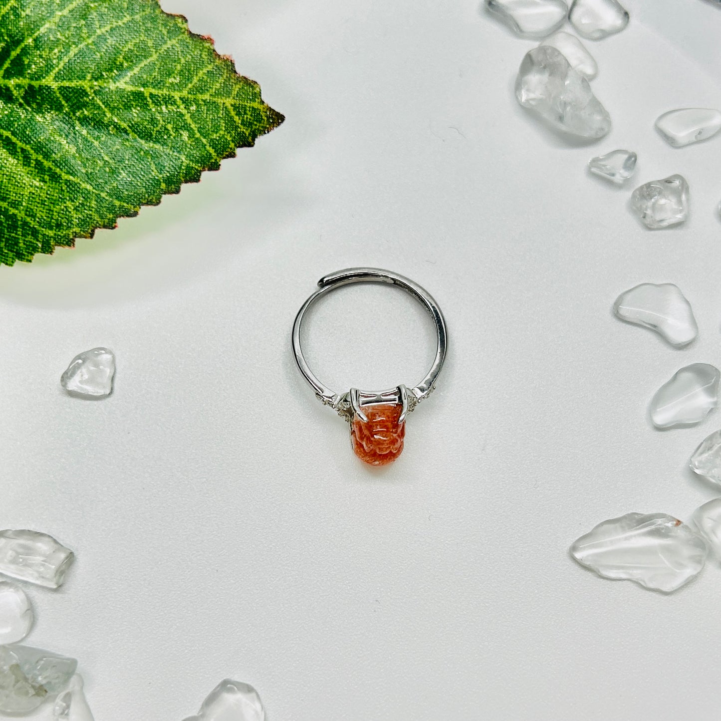 Stonelry Golden Sunstone Ring - Pixiu Solitaire Ring