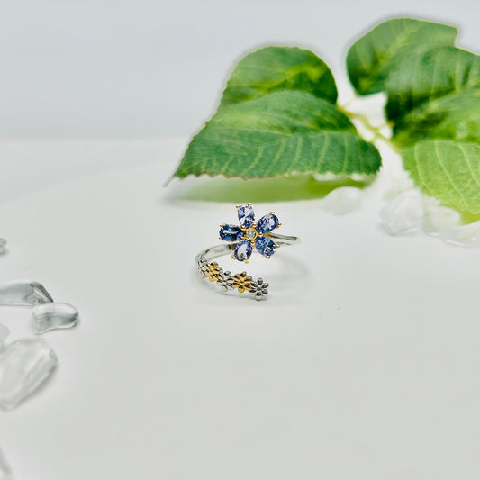 Stonelry Tanzanite Ring - Daisy Flower Bypass Ring