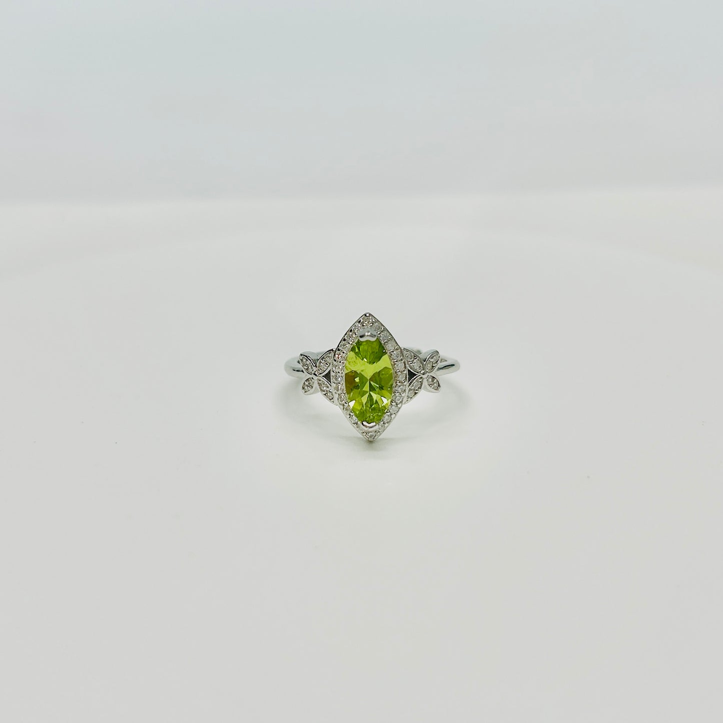 Stonelry Olivine Ring - Marquise-Cut Halo Ring