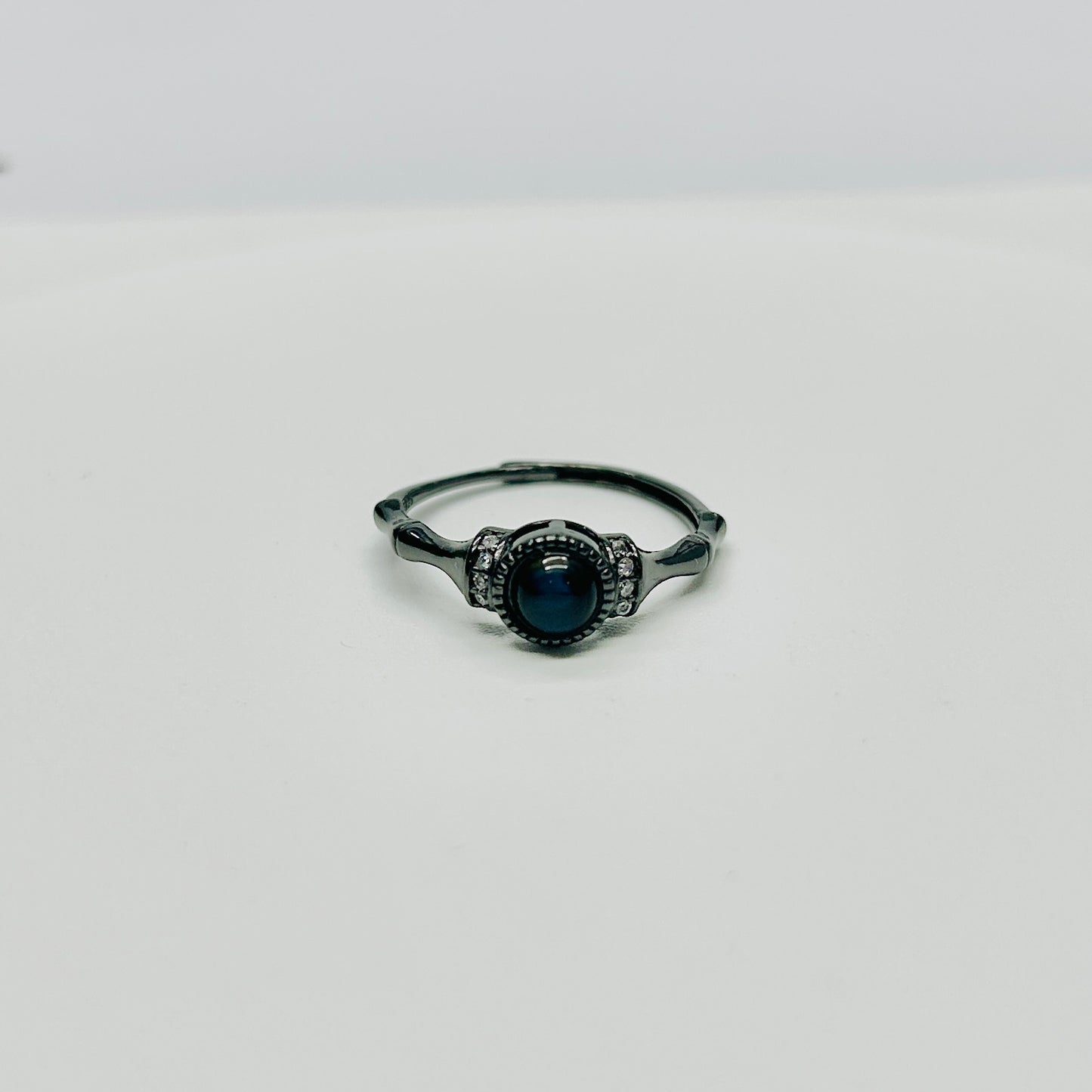 Stonelry Pietersite Ring - Black Silver Round-Cut Solitaire Ring