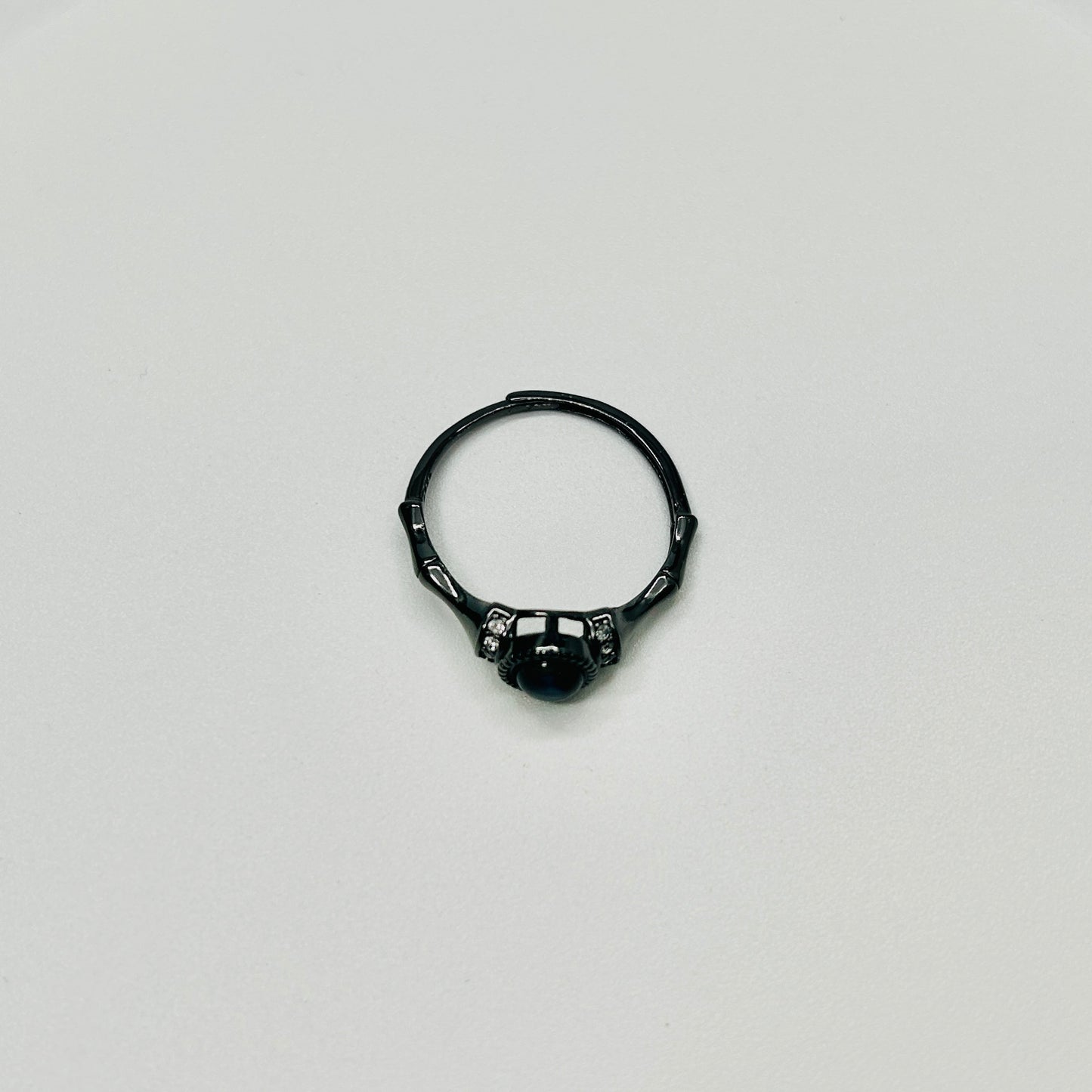 Stonelry Pietersite Ring - Black Silver Round-Cut Solitaire Ring
