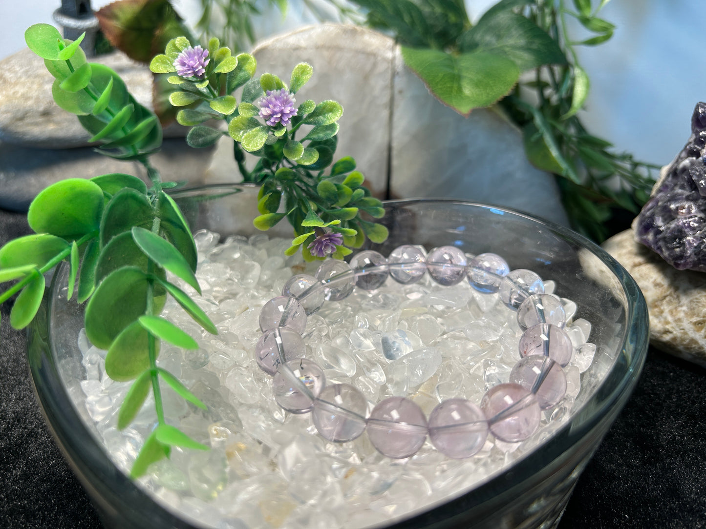 Stonelry Natural Amethyst Beaded Bracelet (10 to 12+ mm)