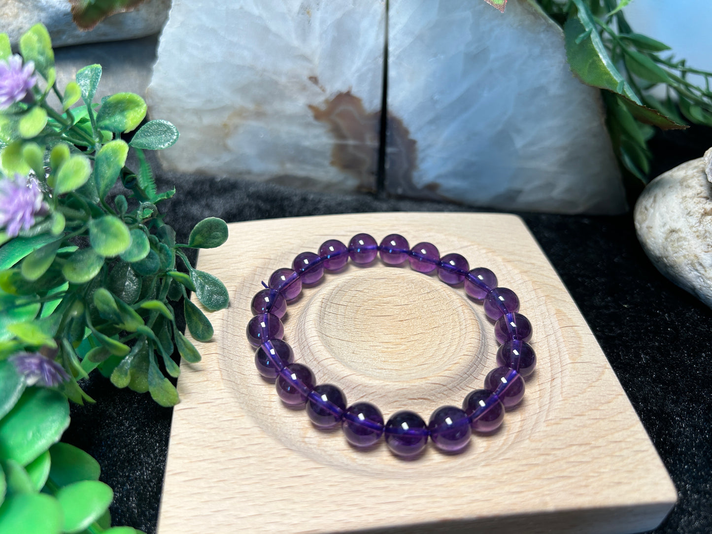 Stonelry Natural Amethyst Beaded Bracelet (9+ mm)