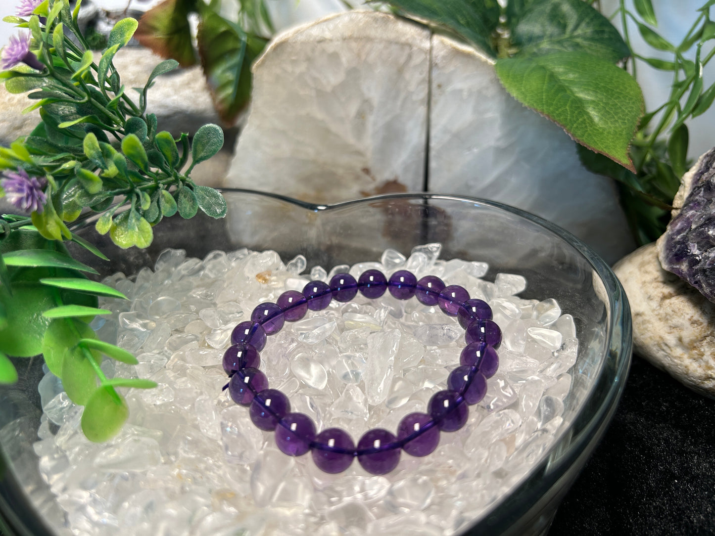 Stonelry Natural Amethyst Beaded Bracelet (9+ mm)