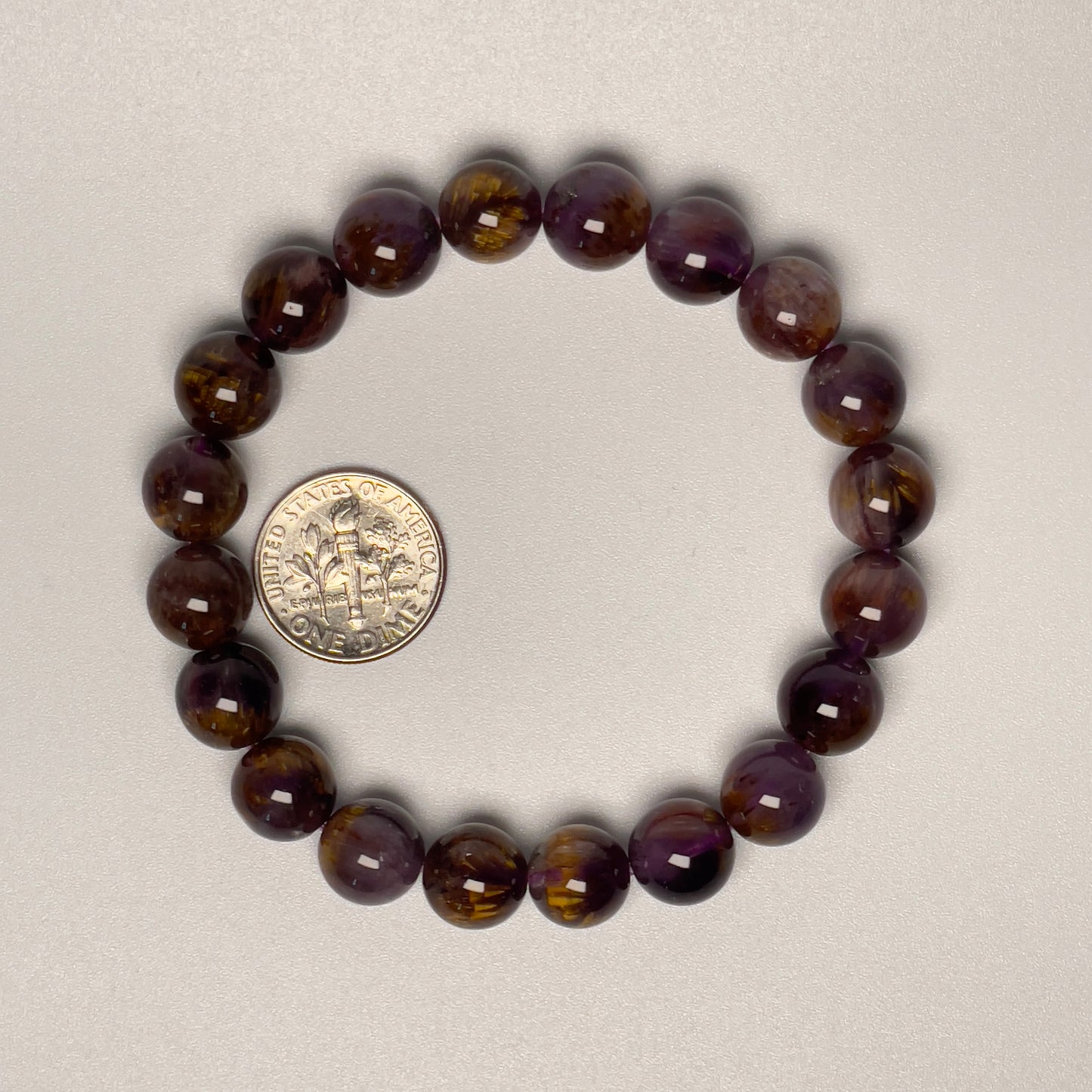 Stonelry Natural Auralite 23 Crystal (Amethyst) Beaded Bracelet (9.7mm - 9.9mm) #3281008409