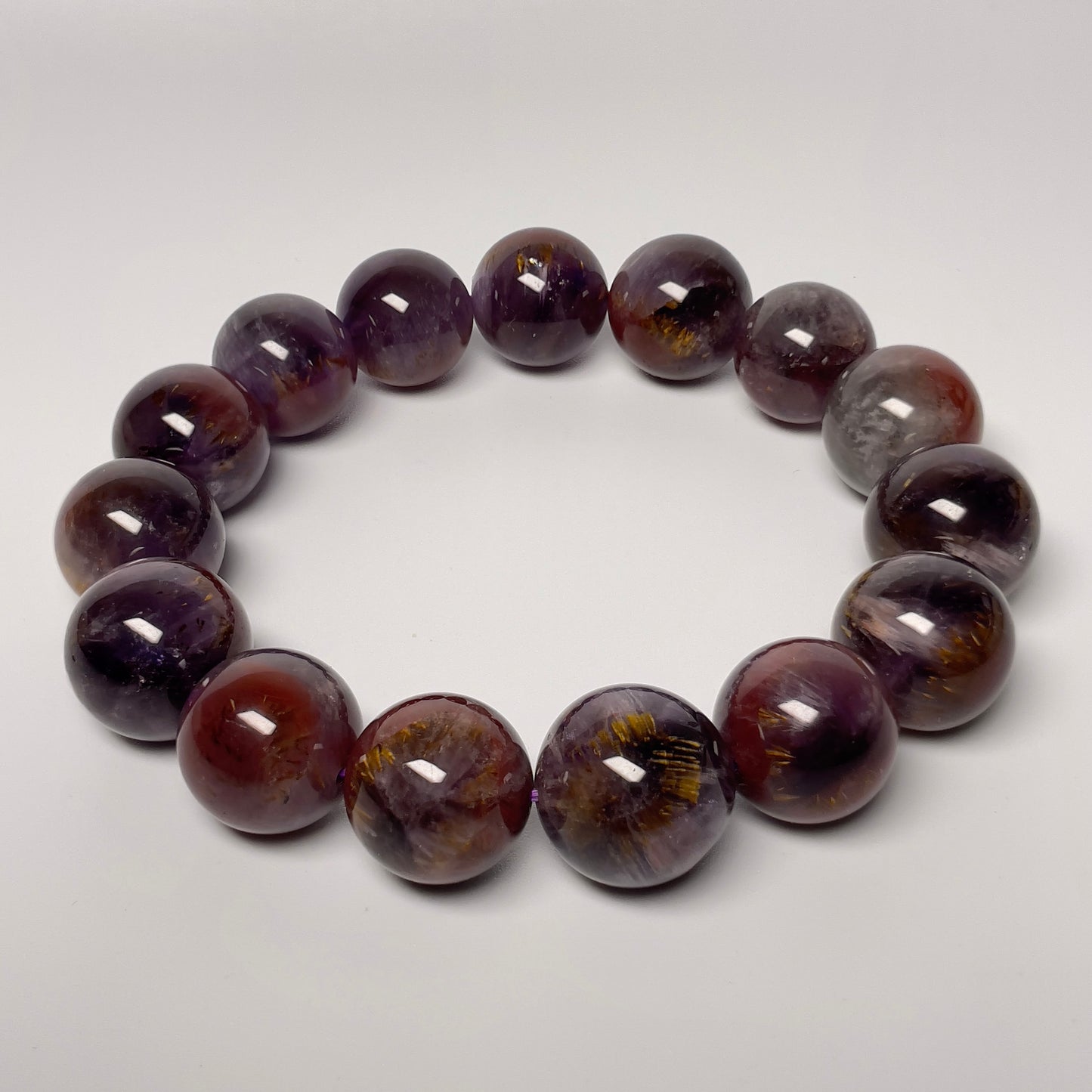 Stonelry Natural Premium Auralite 23 Crystal (Amethyst) Beaded Bracelet (13+mm) #3281009213