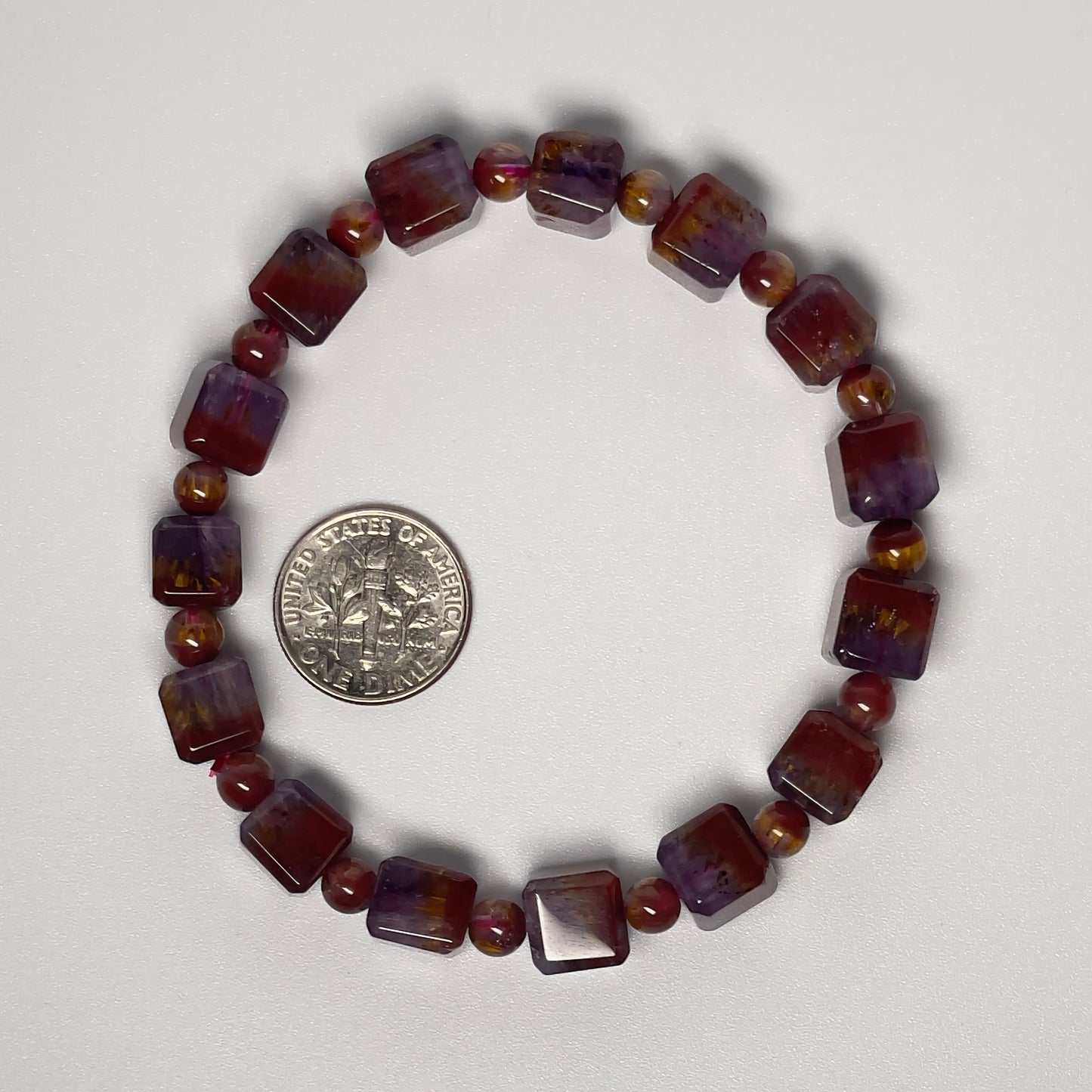 Stonelry Natural Premium Auralite 23 Crystal (Amethyst) Square Beaded Bracelet (8+mm) #3281009308