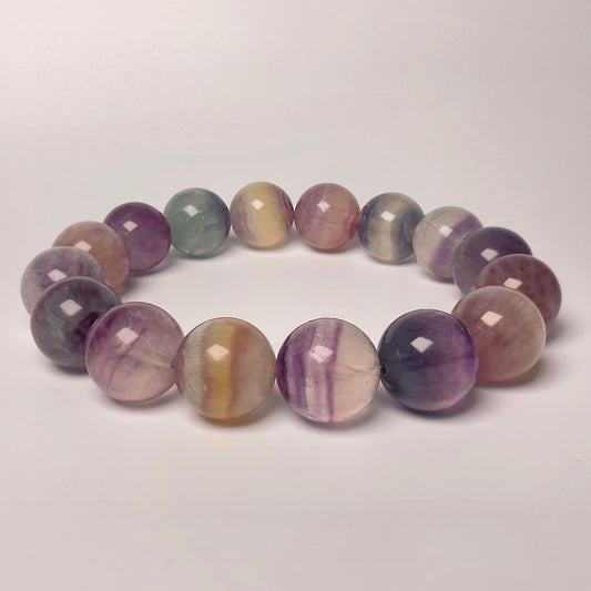 Stonelry Natural Rainbow Fluorite Beaded Bracelet (13+mm) #3281010013