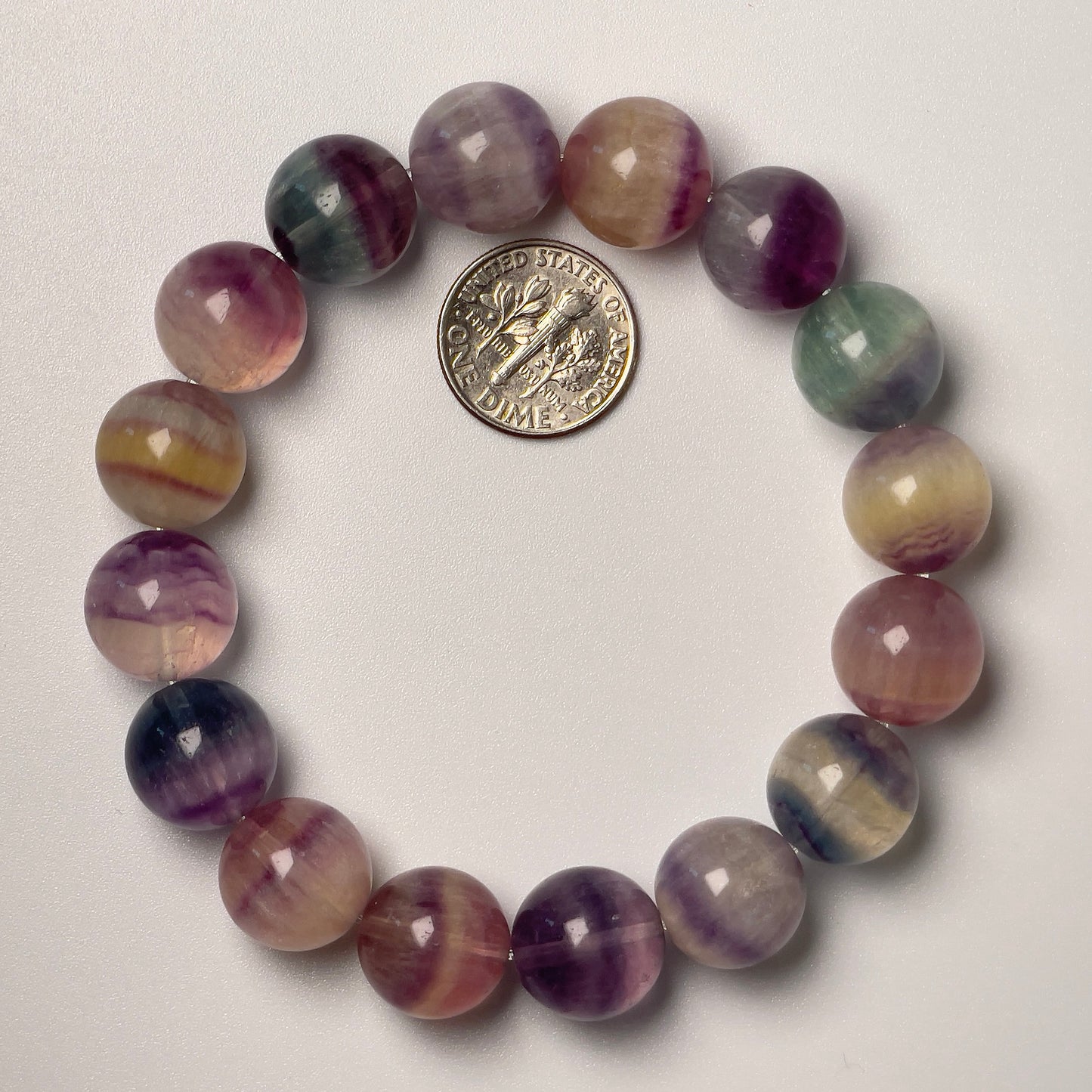 Stonelry Natural Rainbow Fluorite Beaded Bracelet (13+mm) #3281010013