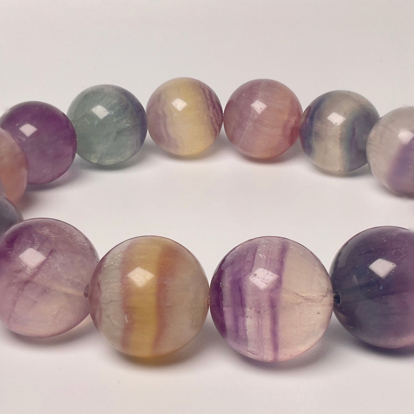 Stonelry Natural Rainbow Fluorite Beaded Bracelet (13+mm) #3281010013