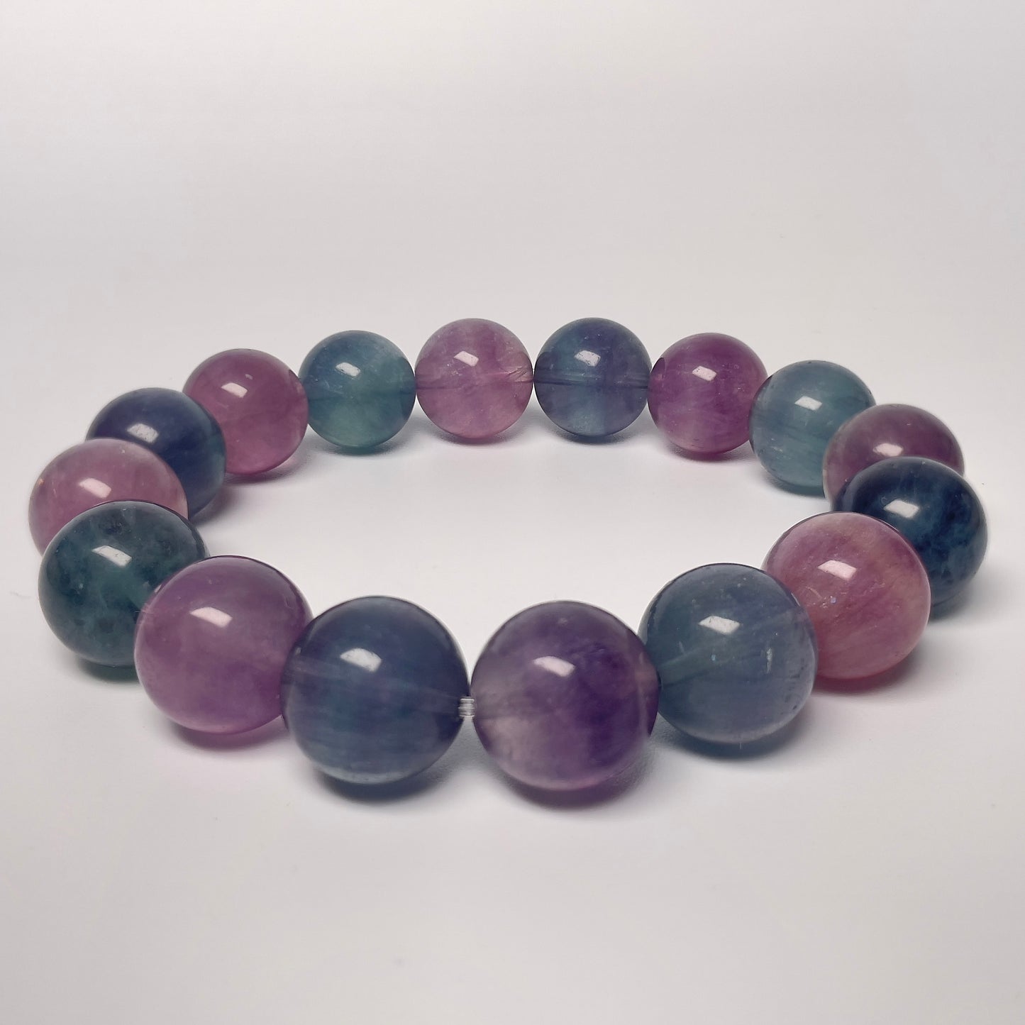 Stonelry Natural Rainbow Fluorite Beaded Bracelet (12+mm) #3281010112