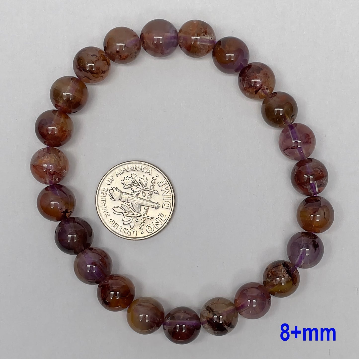 Stonelry High Quality Natural Auralite Crystal (Amethyst) Beaded Bracelet (8 to 11+mm)
