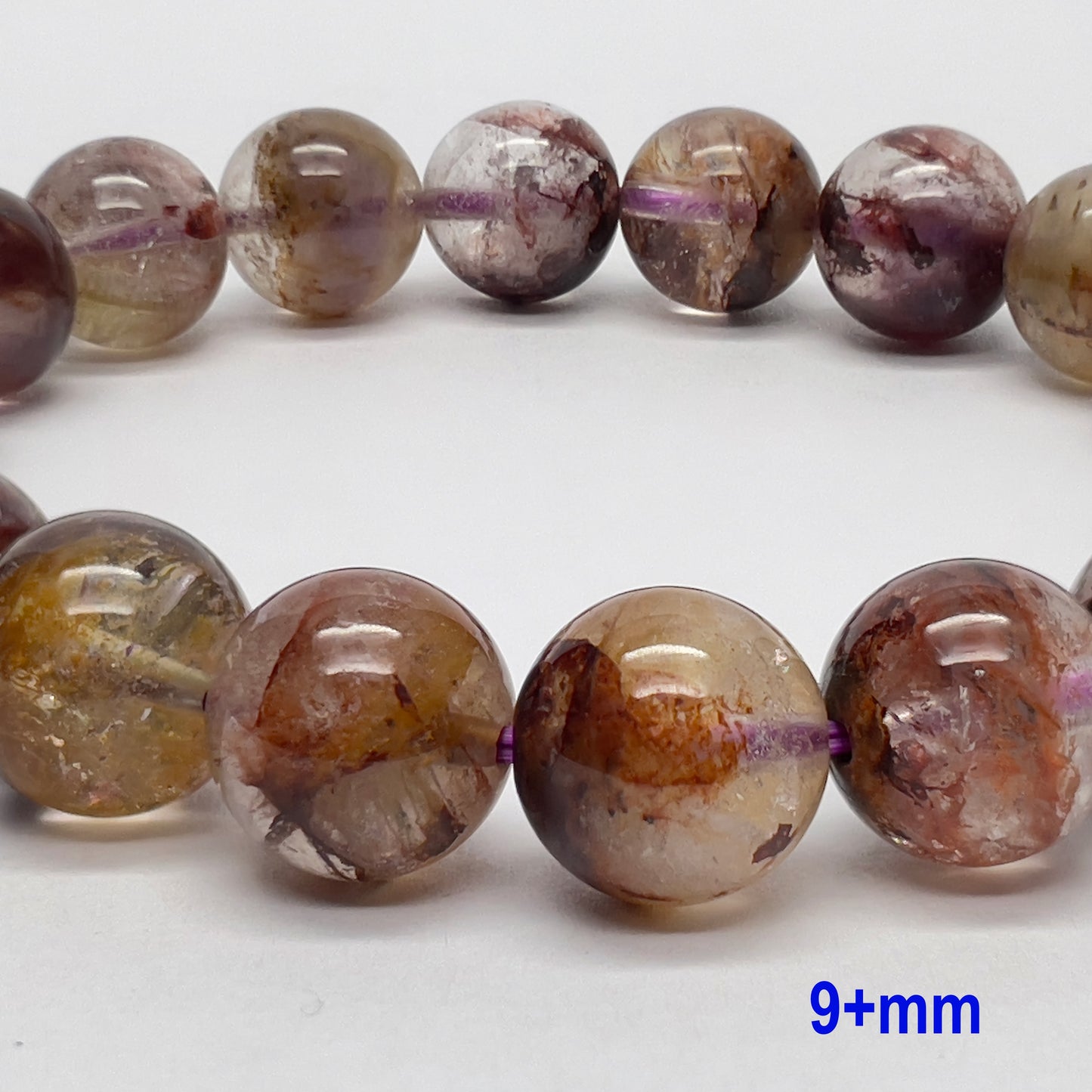 Stonelry High Quality Natural Auralite Crystal (Amethyst) Beaded Bracelet (8 to 11+mm)