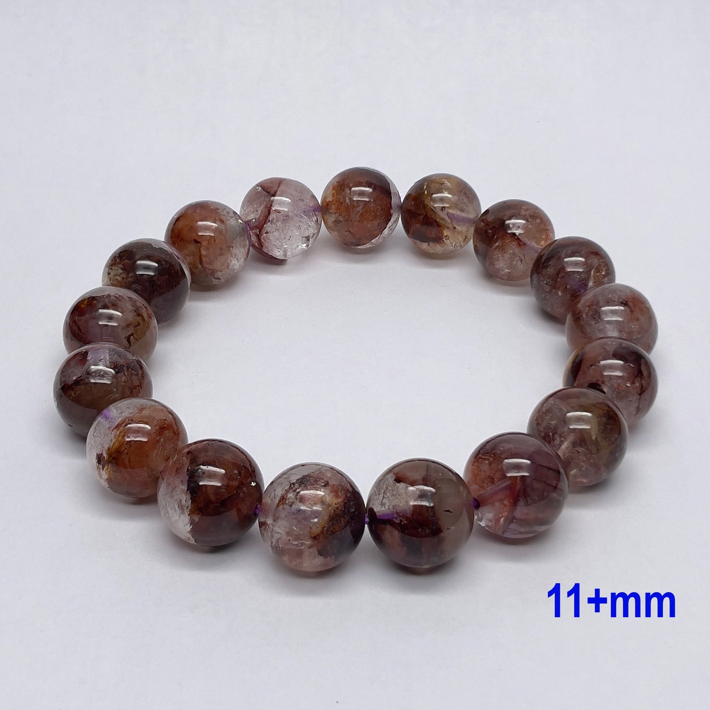 Stonelry High Quality Natural Auralite Crystal (Amethyst) Beaded Bracelet (8 to 11+mm)