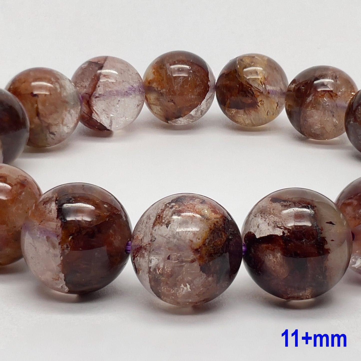 Stonelry High Quality Natural Auralite Crystal (Amethyst) Beaded Bracelet (8 to 11+mm)