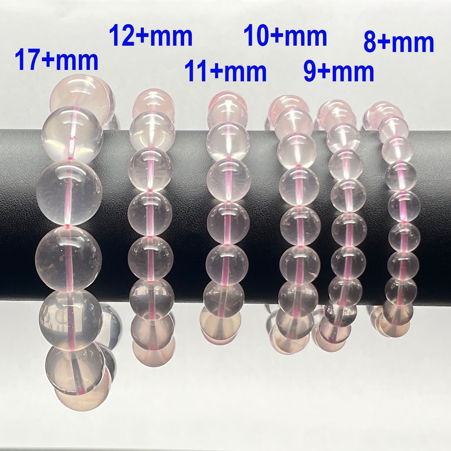 Stonelry Natural Starlight Rose Quartz Beaded Stretch Bracelet (8 to 17+mm)