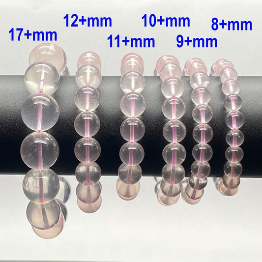 Stonelry Natural Starlight Rose Quartz Beaded Stretch Bracelet (8 to 17+mm)
