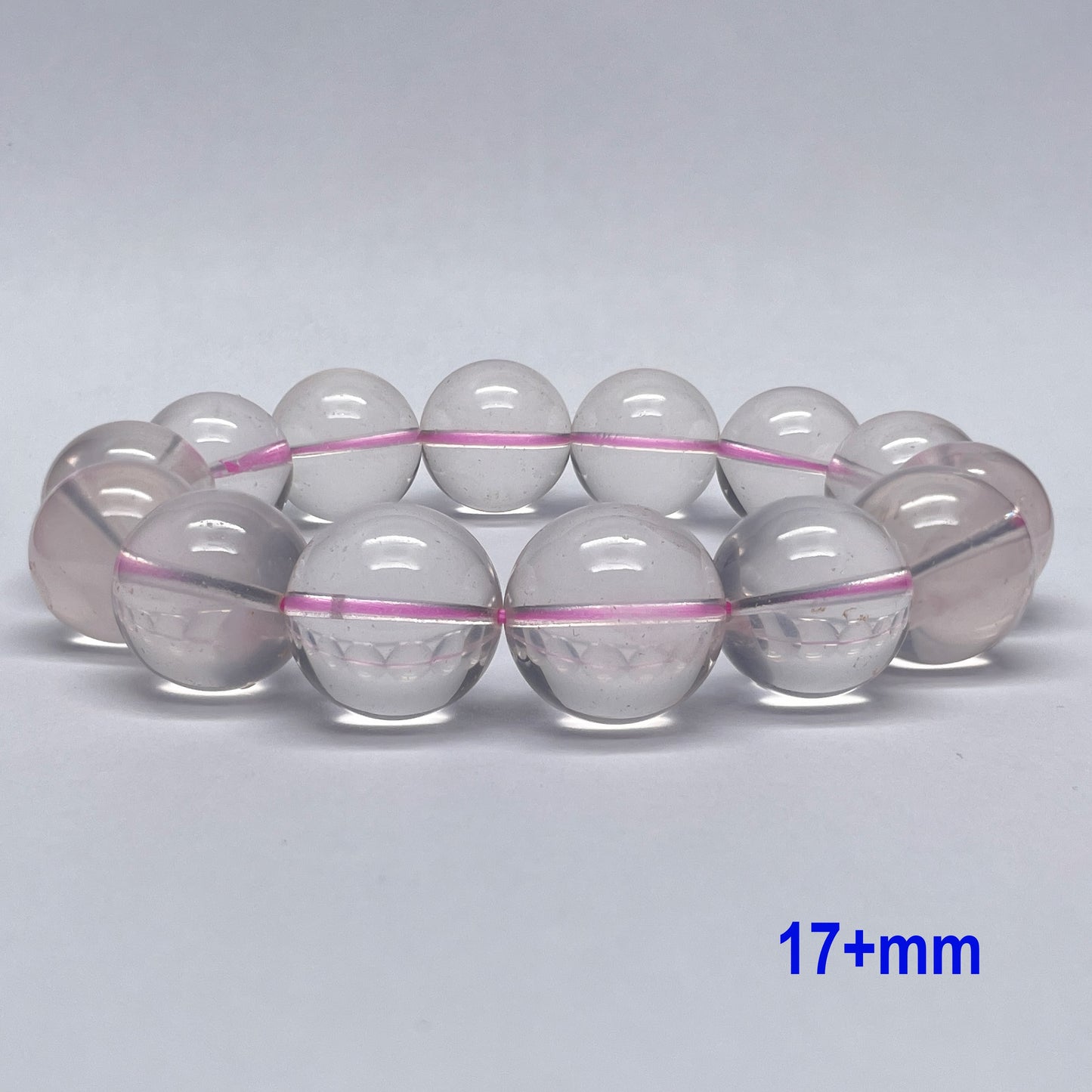 Stonelry Natural Starlight Rose Quartz Beaded Stretch Bracelet (8 to 17+mm)