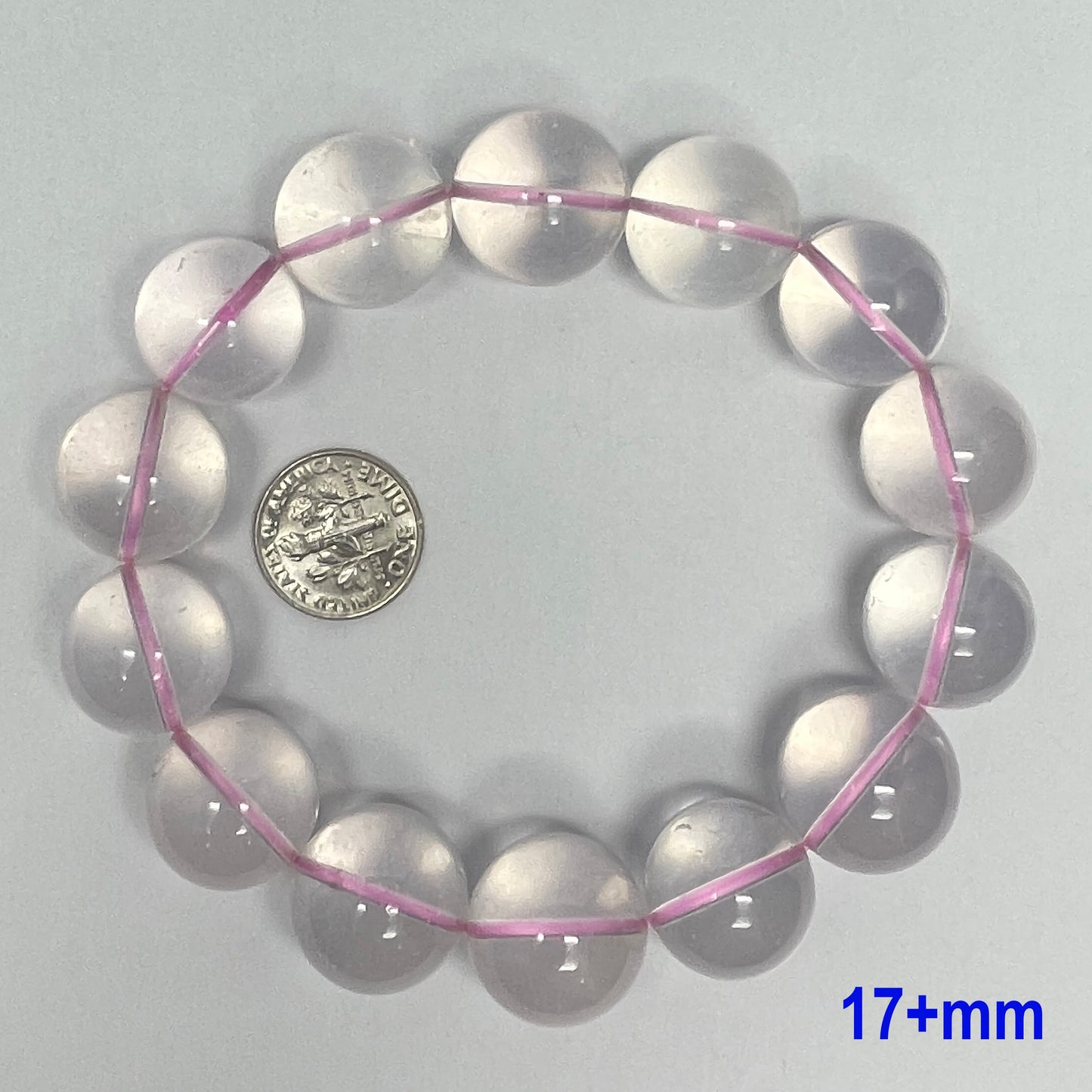 Stonelry Natural Starlight Rose Quartz Beaded Stretch Bracelet (8 to 17+mm)