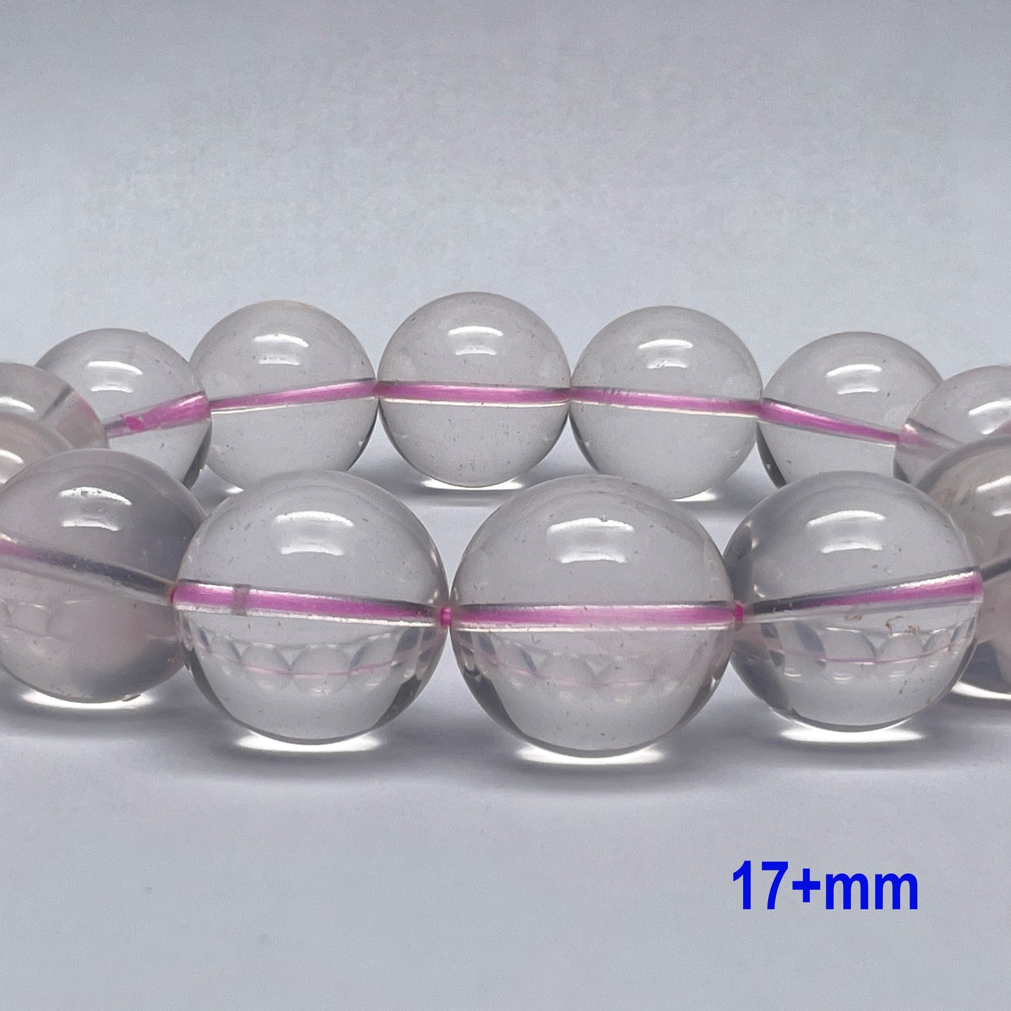 Stonelry Natural Starlight Rose Quartz Beaded Stretch Bracelet (8 to 17+mm)