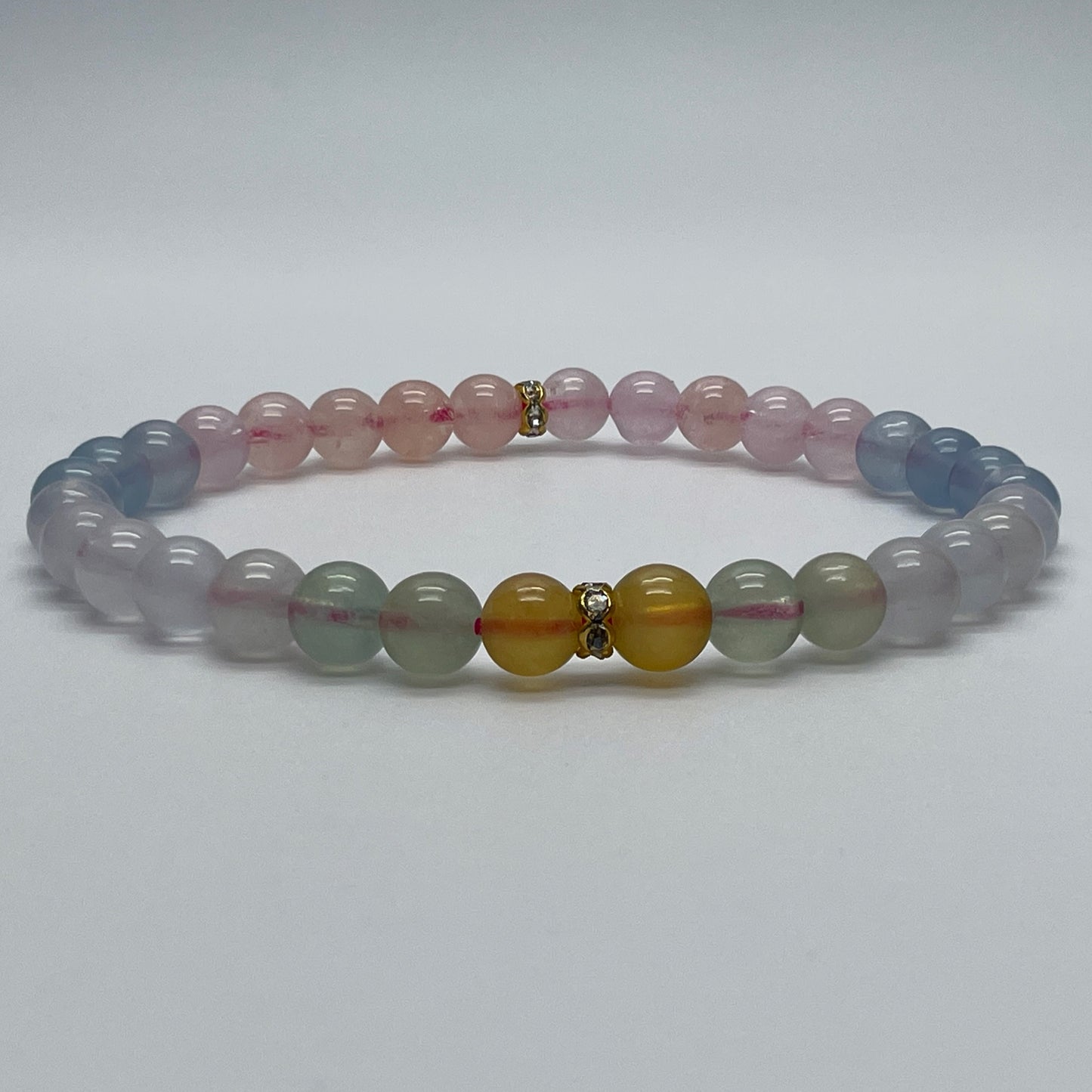 Stonelry All Natural High Quality Morganite Crystal Beaded Stretch Bracelet (5.6+ mm)
