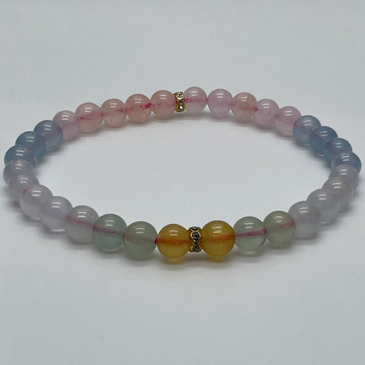 Stonelry All Natural High Quality Morganite Crystal Beaded Stretch Bracelet (5.6+ mm)