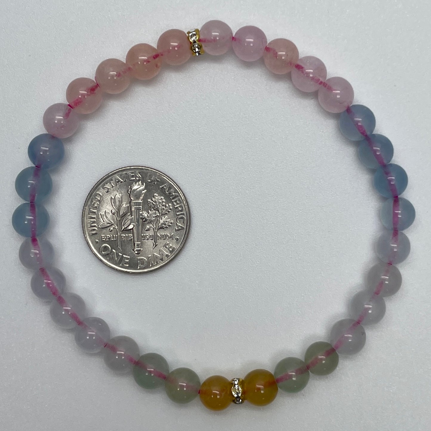 Stonelry All Natural High Quality Morganite Crystal Beaded Stretch Bracelet (5.6+ mm)