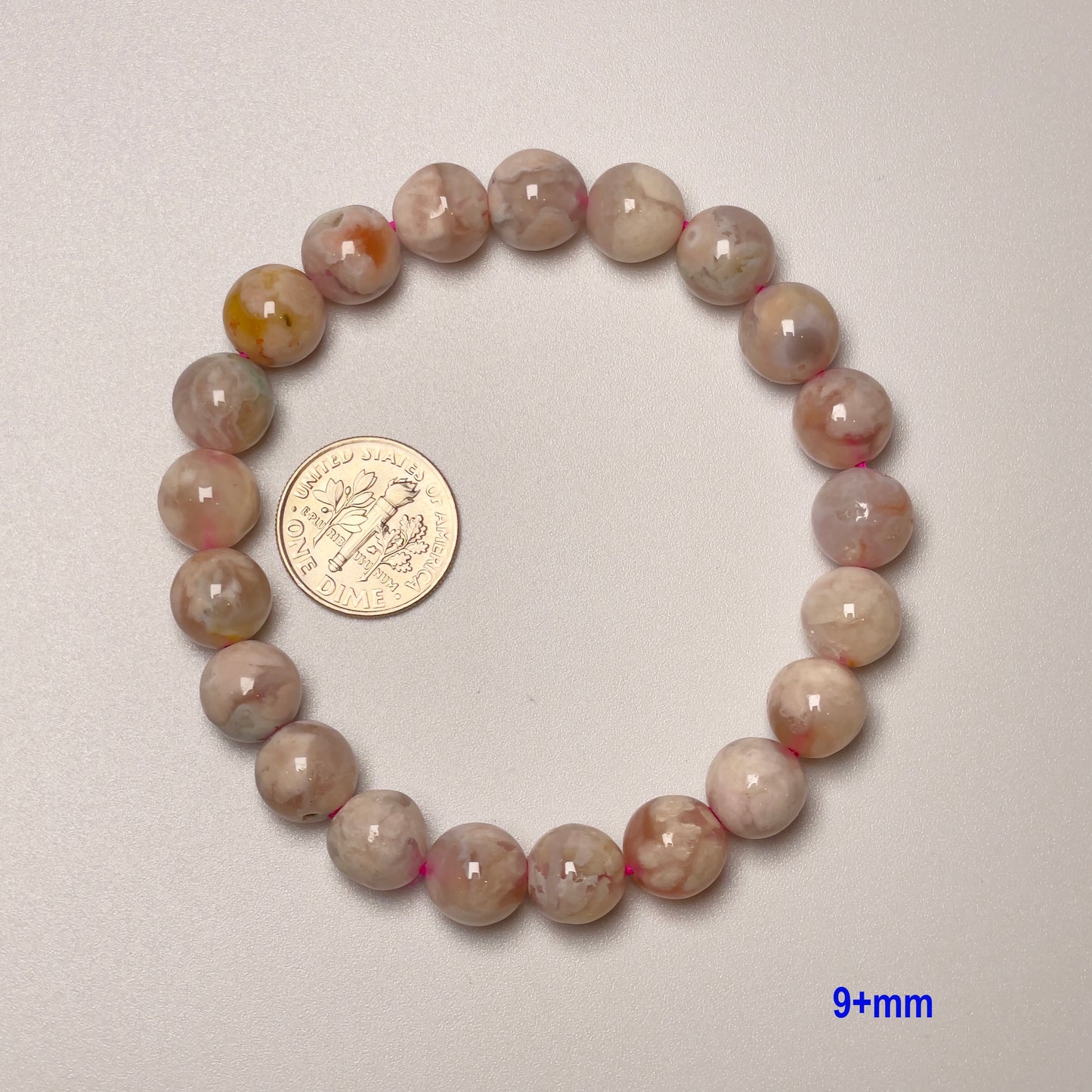 Stonelry Natural Sakura (Cherry Blossom) Agate Beaded Bracelet (9 to 12+mm)