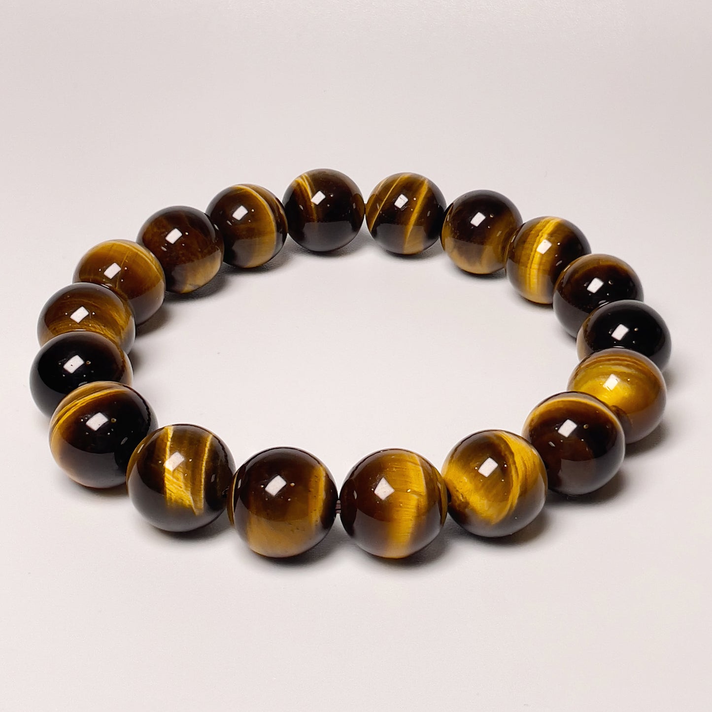 Stonelry Natural Golden Brown Tiger's Eye Beaded Bracelet (10+mm)